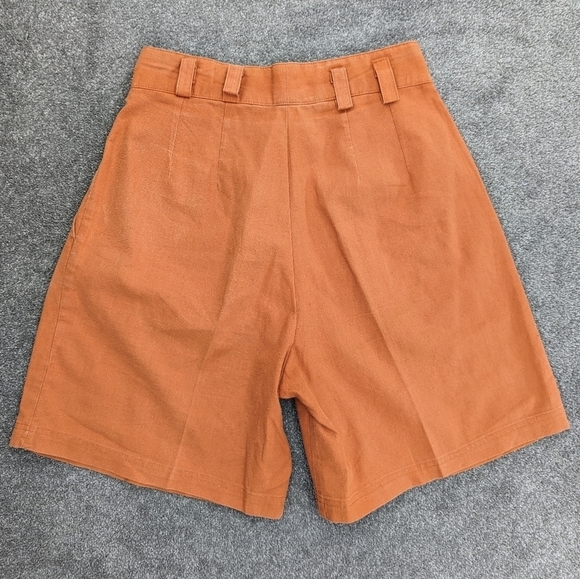 VINTAGE Hunters Run Orange High Waisted cotton blend Pleated Shorts Size 12 - Picture 9 of 12